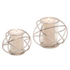 Sagebrook Home Set of 2 6" Orb Candle Holder , Silver
