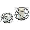 Sagebrook Home Set of 2 6" Orb Candle Holder , Black