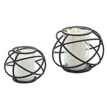 Sagebrook Home Set of 2 6" Orb Candle Holder , Black