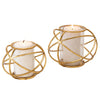 Sagebrook Home 14875 6" Orb Candle Holder, Gold, Set of 2