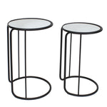 Sagebrook Home Set of 2 Metal/Mirror  23/25`` Accent Tables, Black