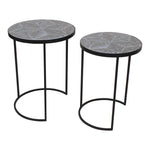 Sagebrook Home Set of 2 Metal/Wood 22/24" Round Accent Tables, Black