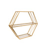Sagebrook Home 14905-01 20" Metal/Mirror Hexagon Wall Shelf, Gold