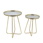 Sagebrook Home Set of 2 Metal/Mirror 23/27`` Accent Tables, Gold