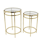 Sagebrook Home Set of 2 Metal Round Accent Tables 26/22``, Gold