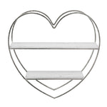 Sagebrook Home 14916-03 Metal/Wood 2 Tier Heart Wall Shelf, White/Silver