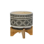 Sagebrook Home 14933-01 Ceramic 7" Diamond Planter On Stand, Ivory