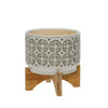 Sagebrook Home 14933-02 7" Ceramic Swirl Planter On Stand, Ivory
