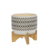Sagebrook Home 14933-03 7" Ceramic Abstract Planter On Stand, Ivory