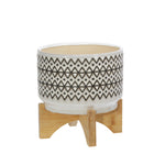 Sagebrook Home 14933-03 7" Ceramic Abstract Planter On Stand, Ivory