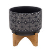 Sagebrook Home 14933-05 7" Swirl Planter On Stand, Black