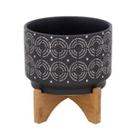 Sagebrook Home 14933-05 7" Swirl Planter On Stand, Black