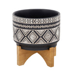 Sagebrook Home 14933-06 7" Diamond Planter On Stand, Black