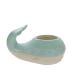 Sagebrook Home Ceramic 5" Whale Planter, Green