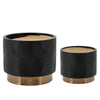 Sagebrook Home 14949-01 6"/8" Diamond Metallic Planters, Black, Set of 2