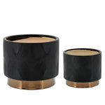 Sagebrook Home 14949-01 6"/8" Diamond Metallic Planters, Black, Set of 2