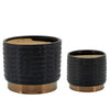 Sagebrook Home 14949-02 6"/8" Maze Metallic Planters, Black, Set of 2