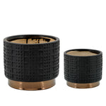 Sagebrook Home 14949-03 6"/8" Mesh Metallic Planters, Black, Set of 2
