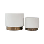 Sagebrook Home 14949-04 6"/8" Diamond Metallic Planters, White, Set of 2