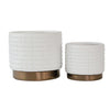 Sagebrook Home 14949-05 6"/8" Maze Metallic Planters, White, Set of 2