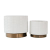 Sagebrook Home 14949-06 6"/8" Mesh Metallic Planters, White, Set of 2