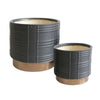 Sagebrook Home Set of 2 Metallic Planters  6/8", Black