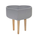 Sagebrook Home 14955-02 11" Ceramic Heart Planter with Wooden Legs, Gray