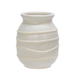 Sagebrook Home Ceramic 7`` Striped Vase, White