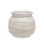 Sagebrook Home Ceramic 8`` Striped Vase, White