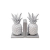 Sagebrook Home Set of 2 Polyresin 10``H Pineapple Bookends White/Silver