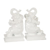 Sagebrook Home 14972 9" H Polyresin Elephant Bookends, White, Set of 2