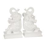 Sagebrook Home 14972 9" H Polyresin Elephant Bookends, White, Set of 2