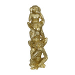 Sagebrook Home 14974 12" Polyresin Stacking Monkeys Decor, Gold