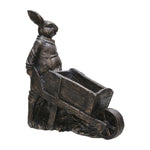 Sagebrook Home Polyresin 19`` Rabbit & Wheebarrow Figurine, Copper