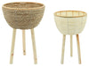 Sagebrook Home 16314 Set of 2 10"/14" Wicker Planter with Legs, Multicolor