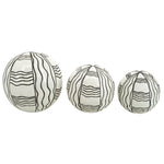 Sagebrook Home 16551-17 Ceramic, Set of 3 Curvy Line Painted Orbs, 4/5/6", Black