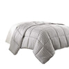 Benzara Cork Queen Comforter with Vertical Stripes and Stitched Details, Gray