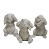 Sagebrook Home Set of 3 Polyresin No Hear/Speak/See Bunnies, Gray