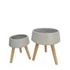 Sagebrook Home 15018-02 11"/15" Terrazzo Planter with Wood Legs, Gray, Set of 2