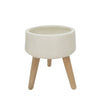 Sagebrook Home 15018-03 19" Terrazzo Planter with Wood Legs, White