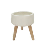Sagebrook Home 15018-03 19" Terrazzo Planter with Wood Legs, White