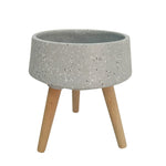Sagebrook Home 15018-04 19" Terrazzo Planter with Wood Legs, Gray