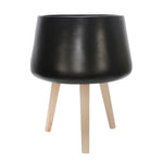 Sagebrook Home 15019-03 18" Planter with Wood Legs, Matte Black