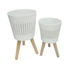 Sagebrook Home Set of 2 10/12" Planter W/ Wood Legs, White
