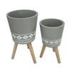 Sagebrook Home 15020-04 10"/12" Diamond Planter with Wood Legs, Gray, Set of 2