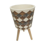Sagebrook Home 15020-06 16" Diamond Planter with Wood Legs, Brown