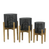 Sagebrook Home 15025 8"/9"/11" Metal Mesh Planter On Stand, Black, Set of 3