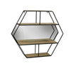 Sagebrook Home Metal 24`` Hexagon Wall Shelf W/ Mirror, Brown