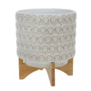 Sagebrook Home 15033-01 11" Ceramic Planter On Wooden Stand, Ivory