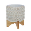 Sagebrook Home 15033-02 8" Ceramic Planter On Wooden Stand, Ivory